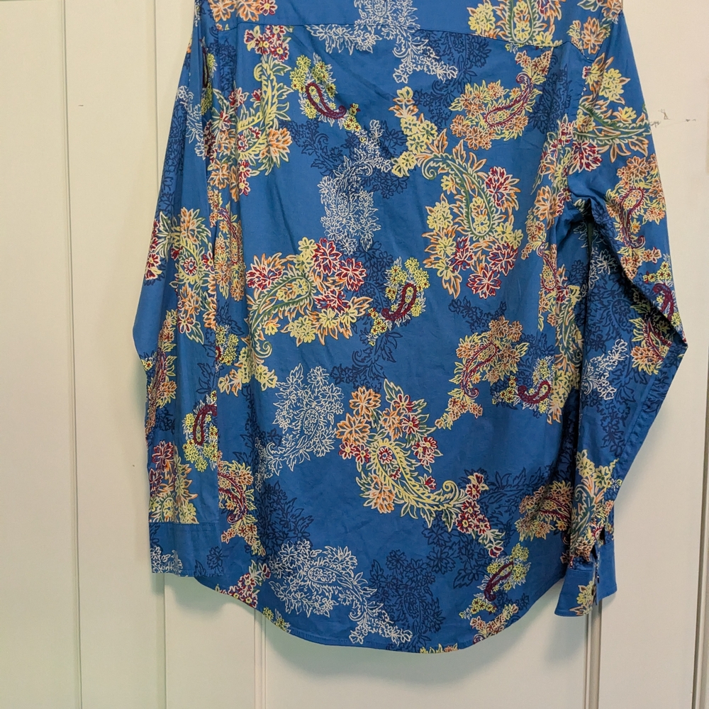 NWT Houston White Floral Blue Men's Longsleeved Shirt Sz S - Picture 7 of 12
